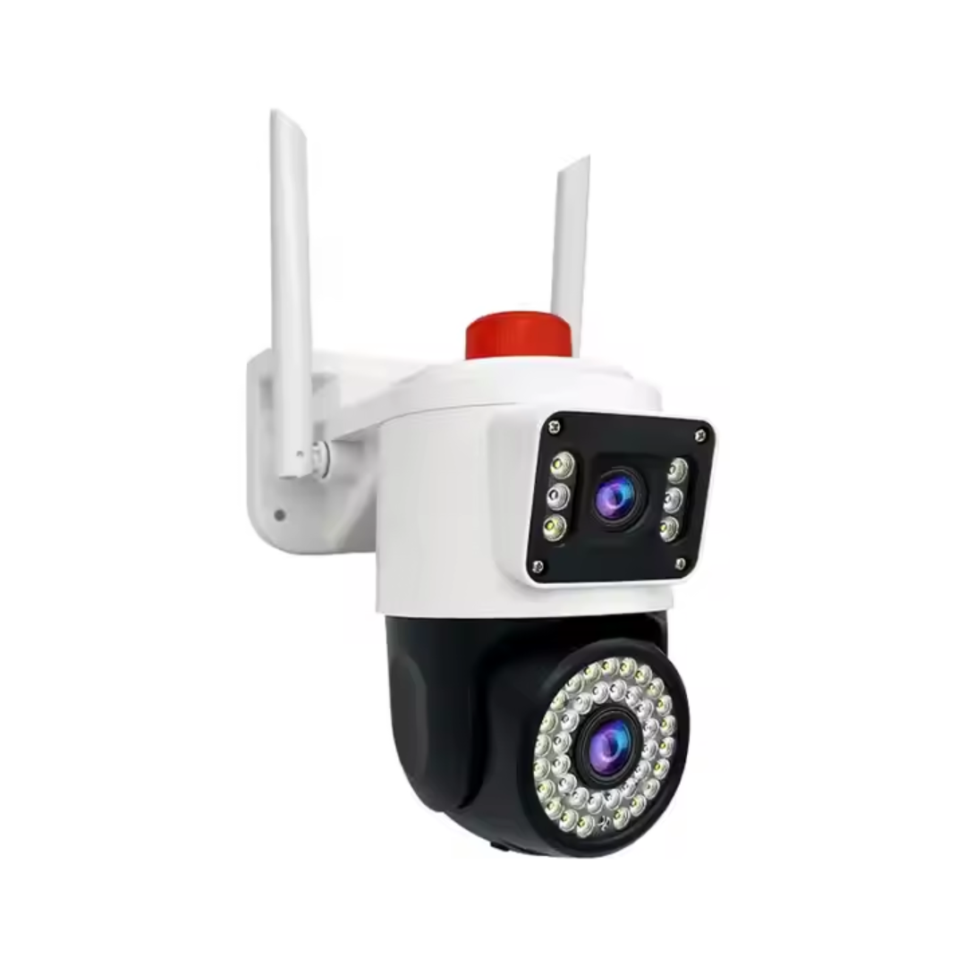 Camara Seguridad Con Doble Lente Alarma