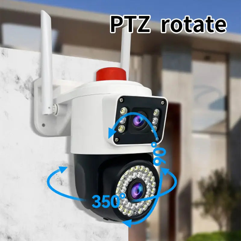 Camara Seguridad Con Doble Lente Alarma